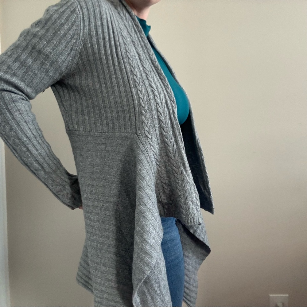 Autumn Cashmere Cable Knit Rib Drape Cardigan Knit - Picture 3 of 7